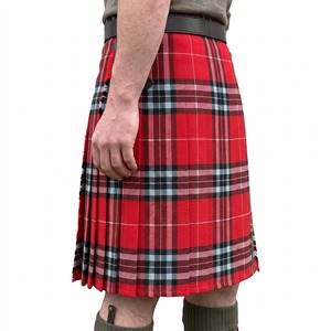 Men Scottish <b>Red</b> Tartan Kilt Traditional Plaid Skirt with Leather <b>Belt</b> and Side Buckle Straps - Product Image 4