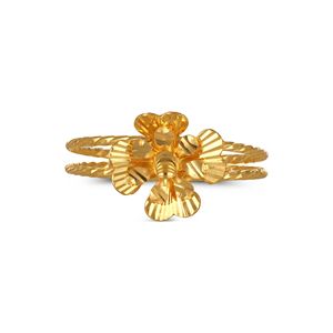 Anillo Floral Spark Gold con Acabado Dorado Premium, Anillo de Doble Banda con Flor 3D para Mujer, Joyería Elegante con Diseño Floral - Product Image 3