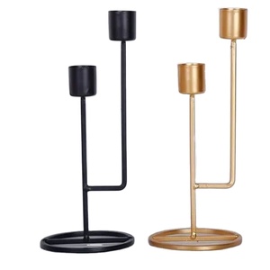 Meilleure vente bougeoir moderne à 2 bras en métal noir et or Offre Spéciale minimaliste décoration de table pour la maison chandelier élégant design - Product Image 1