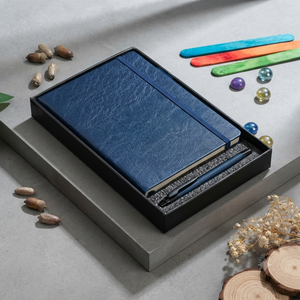 Aurelux Luxury Premium Blue PU Velvet Case Bound 80 GSM <b>Notebook</b> Diary Metal Pen <b>Set</b> Executive Office Corporate Gift - Product Image 6