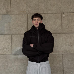 Winter Custom Double Layer Pullover <b>Oversized</b> <b>Mens</b> Balaclava <b>Fleece</b> Heavy Weight Zip up Mask <b>Hoodie</b> Hoodies for Man 100% Cotton - Product Image 2