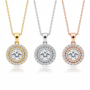 Collar con Halo de Diamantes Cultivados en Laboratorio, Oro Blanco de 18K, Engaste de Ilusión Flotante, Colgante Nupcial - Product Image 1