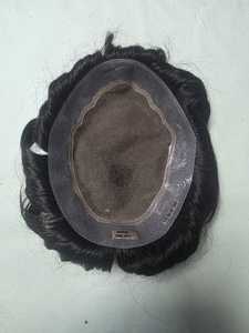 Prothèse capillaire pour hommes en cheveux Remy, avec dentelle suisse et contour en PU, cheveux raides, densité 9x7, pour cuir chevelu clairsemé, Taz Hair BD, fabriqué au BD - Product Image 1