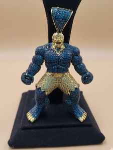 Colgante de Hulk Azul Iced Out de Avengers, Joyería HipHop para Fans de Marvel, Colgante Personalizado de Plata 925 con Carotón para Regalo de Cumpleaños - Product Image 6