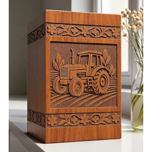Wooden Urn with Floral Laser Cut Design Affordable Funeral Wooden Urn Wholesale Supplier urn by AYAANS - Product Image 1