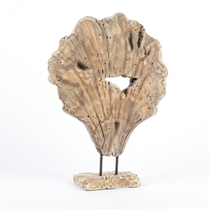 Shell Lumintu Stand Handcrafted <b>Wooden</b> Seashell Sculpture <b>Rustic</b> Coastal Tabletop Decorative Artwork Metal Stand Home Decor Acce - Product Image 1
