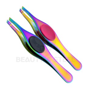 Medical Grade Stainless Steel Precision Brow Tweezers Featuring Perfectly Aligned <b>Hand</b>-<b>Filed</b> Tips and Non-Slip Charcoal Grip - Product Image 6