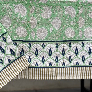 Cotton Hand Block Printed Eco-Friendly Customizable Indian Rectangle Modern Durable <b>Table</b> Cover <b>Runner</b> Floral Design Handmade - Product Image 3