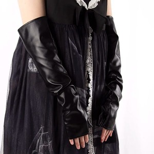 Nouveaux Gants Longs en Cuir Noir Style Punk Gothique Sexy Sans Doigts Thermiques Écologiques pour l'Hiver Utilisation Extérieure Longueur Poignet Style Punk 2026 - Product Image 4