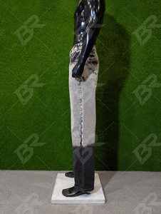 Jean en denim délavé coupe droite taille haute pour homme, style vintage, décontracté, en coton mi-lourd, coupe régulière, idéal pour l'automne - Product Image 5