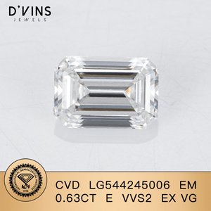 Diamant de laboratoire cultivé D'vins Jewels de haute qualité, taille émeraude 0,63 ct, pureté VVS2, couleur F, fantaisie, léger - Product Image 2