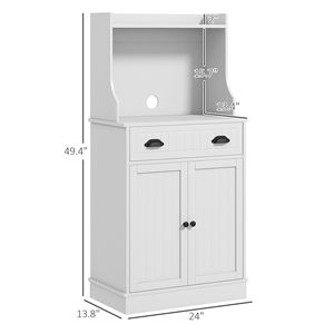 Meuble de cuisine blanc pour micro-ondes avec armoire de rangement, étagère réglable et tiroir - Product Image 3