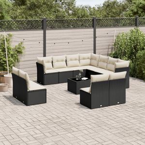 Conjunto de Sofás Modulares Grandes de Ratán PE Negro para Jardín, Muebles Modulares Elegantes para Exteriores - Product Image 1