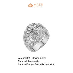 <b>Mens</b> <b>Silver</b> Tone Moissanite Diamond Cross <b>Ring</b> Hip Hop Statement Jewelry Fashion <b>Ring</b> for <b>Men</b> Stylish - Product Image 6