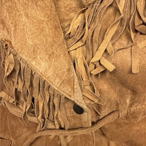 Veste en cuir suédé marron avec franges et ceinture, taille L pour femme, best-seller 2026 - Product Image 4