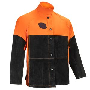 Veste de soudage ignifuge orange et noire à manches longues, résistante à la chaleur 300°C 500°C, vêtement de sécurité niveau B, coupe régulière, avec pack respirateur - Product Image 3