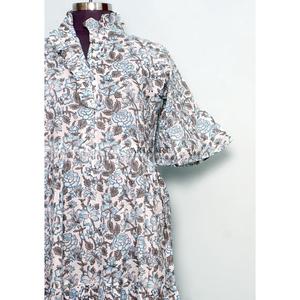 ชุดเดรสยาวผ้าฝ้ายแท้ 100% สำหรับผู้หญิง ลายพิมพ์ดอกไม้แบบอินเดีย ทำมือ แขนยาว น่ารัก สวมใส่สบาย เหมาะสำหรับใส่กลางคืน ชุด 2 ชิ้น - Product Image 3