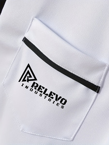 Relevo Industries Men's Long Sleeve <b>White</b> <b>Polo</b> Shirt With Zip Neck And Chest Pocket Knitted Quick Dry Wear - Product Image 5
