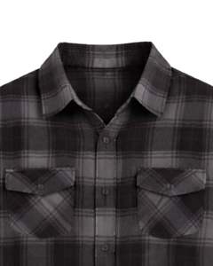 Chemise en flanelle à carreaux ombrés noirs pour femme, manches longues, boutonnée, décontractée, avec deux poches poitrine, automne-hiver - Product Image 5