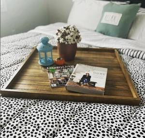 Modern <b>Walnut</b> Wood Tray Ottoman tray oversized tray coffee <b>table</b> tray tea tray catch all tray living room tray home decor - Product Image 5