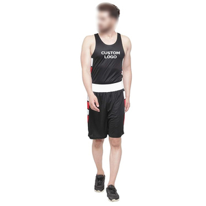 Ensemble deux pièces de combat unisexe (débardeur et short) personnalisable, fabriqué en usine, en polyester/spandex extensible, pour uniforme de boxe d'équipe vierge ou personnalisé - Product Image 1