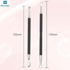 Juego de Empujadores de Cutículas de Acero Inoxidable de Grado Médico con Mango Antideslizante Negro, Herramientas Profesionales de Doble Punta Esterilizables para el Cuidado de las Uñas - Product Image 2
