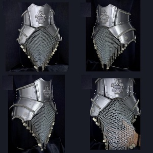 Conjunto de Armadura Medieval para Dama, Plateado, con Falda de Malla de Acero Esmaltada Suave, Estilo Antiguo, Coleccionable Artístico - Product Image 3
