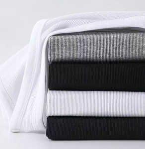 Ribbed 290 GSM Cotton <b>Men's</b> Gym Tank Tops Breathable Black Gray <b>Singlets</b> <b>MENS</b> RIBBED VEST TANK TOP - Product Image 6