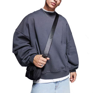 Sweat-shirt ample de haute qualité, poids lourd 210 grammes, effet vieilli, lavage à l'acide, col rond surdimensionné, sweat-shirts pour hommes, 100% coton - Product Image 6