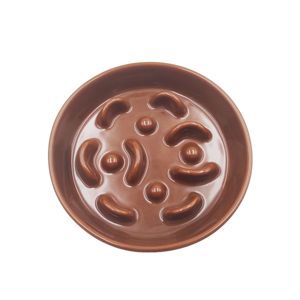 Brown Ceramic Slow Feeder Bowl for Pets, Interactive <b>Puzzle</b> Feeding Dish for Better Digestion - Product Image 1