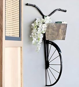 Jarrón de Pared de Metal Industrial con Forma de Bicicleta y Cesta para Flores, Decoración Rústica para Montar en la Pared, Decoración para el Hogar - Product Image 1