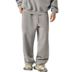 Pantalon de survêtement en molleton de coton de haute qualité, coupe droite épaisse, idéal pour porter par-dessus les chaussures, avec logo personnalisé et broderie 3D - Product Image 1