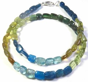 Collier en apatite naturelle multicolore de 16 pouces, provenant du Brésil, 6-8 mm, poli, baguette, percé au centre - Product Image 3