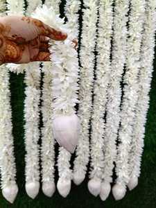Guirlande de jasmin en tissu avec bourgeons de lotus en bois de Sola, guirlande de fleurs écologique pour la décoration de mariage indien et la décoration de temple - Product Image 4