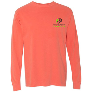 T-shirt de performance à manches longues pour homme en corail avec impression de logo personnalisé – Haut de sport athlétique léger - Product Image 1