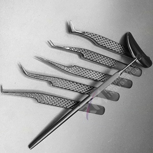 Pince à épiler de précision anti-magnétique pour extensions de cils RMI, pointe en nano-fibre, acier inoxydable japonais, marque privée, pointe en plasma noire - Product Image 1