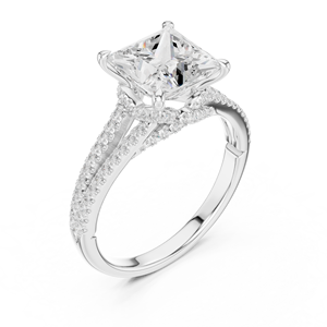 Anillo de Compromiso con Diamante Corte Princesa para Mujer, Oro Blanco, Estilo Clásico, Diamantes Naturales Certificados por GIA - Product Image 1