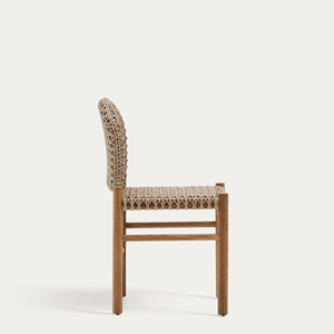 Chaise de salle à manger en teck massif pour jardin extérieur, utilisation en terrasse et en hôtel, teck pour meubles d'intérieur ou d'extérieur avec rotin - Rivoli - Product Image 4