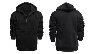 Sweat-shirt à capuche noir pour homme, coupe ajustée, décontracté, pour l'automne, avec poche zippée, tissu tricoté, French Terry, 100% polyester - Product Image 6