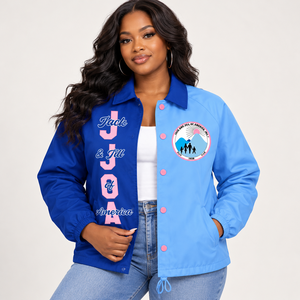 Chaqueta de la hermandad griega Jack and Jill of America 1938, bordada, con bloques de color y diseño de líneas cruzadas - Product Image 3
