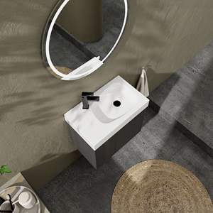 Mueble de Baño Flotante de 24 Pulgadas con Lavabo, Gabinete de Almacenamiento de Madera con Doble Puerta y Lavabo de Cerámica - Product Image 4