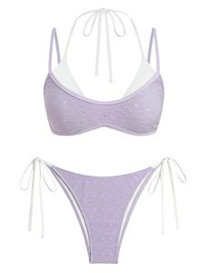 Ensemble de bikini tendance pour femmes, maillot de bain colorblock à nouer sur le côté, fabricant OEM - Product Image 1