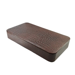 Vintage Leather Crocodile Print Business Set Desktop Organizer Multiple Compartment Wallet Glass Key Card Pen Holder Wholesale - Product Image 5