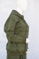 Ensemble de survêtement unisexe vert olive à capuche, grande taille, décontracté, avec sweat-shirt zippé et pantalon, couleur unie, 100% coton biologique, délavage à l'acide