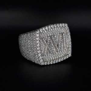 Hip Hop Moissanite <b>Ring</b> <b>Iced</b> Out Round Brilliant Cut 925 Sterling Silver Prong Set Championship Style Jewelry - Product Image 3