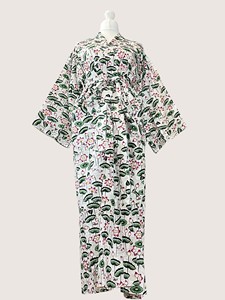 Bata Larga Estampada Floral para Mujer, Cuello Mandarín, Manga Tres Cuartos, 100% Algodón, Ropa Casual de Verano, Cierre con Cordón - Product Image 1
