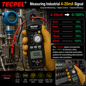 TECPEL DCM-039A 20A AC/DC ดิจิตอลแคลมป์มิเตอร์ DMM CAT III 600V ระดับความปลอดภัย 23 มม. ช่วงการวัดแบบแคลมป์ 600V AC/DC  3999 หน่วย - Product Image 3