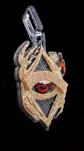 สร้อยคอจี้รูปดวงตาประดับเพชรดำเคลือบทอง 18K รุ่น CONCEPTION Trendy พร้อมเพชรโมอิสซาไนต์แบบไมโครเพฟ สไตล์ฮิปฮอป สำหรับทุกเพศ - Product Image 3