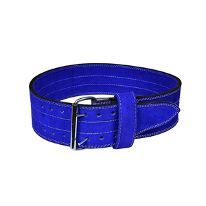 Ceinture de musculation en cuir de vache bleu respirante et antidérapante avec fermeture auto-agrippante réglable – Protection professionnelle unisexe pour la force - Product Image 1