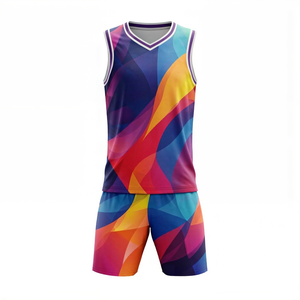 Ensemble de vêtements de basket-ball, maillot sans manches associé à un short, tissu léger, nom et numéro personnalisés - Product Image 3
